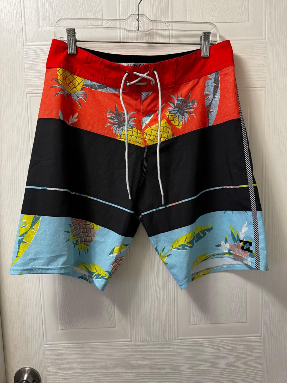 Billabong Men’s Red, Black & Light Blue Pineapple Board Shorts